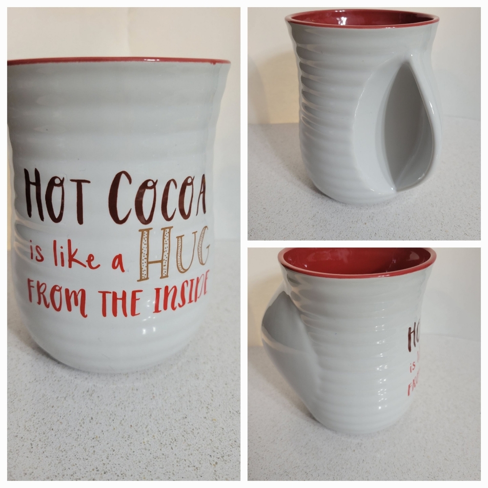 Holiday Hug in a Mug HOT COCOA IS LIKE A HUG FROM THE INSIDE Hug Handle Cup  NEW